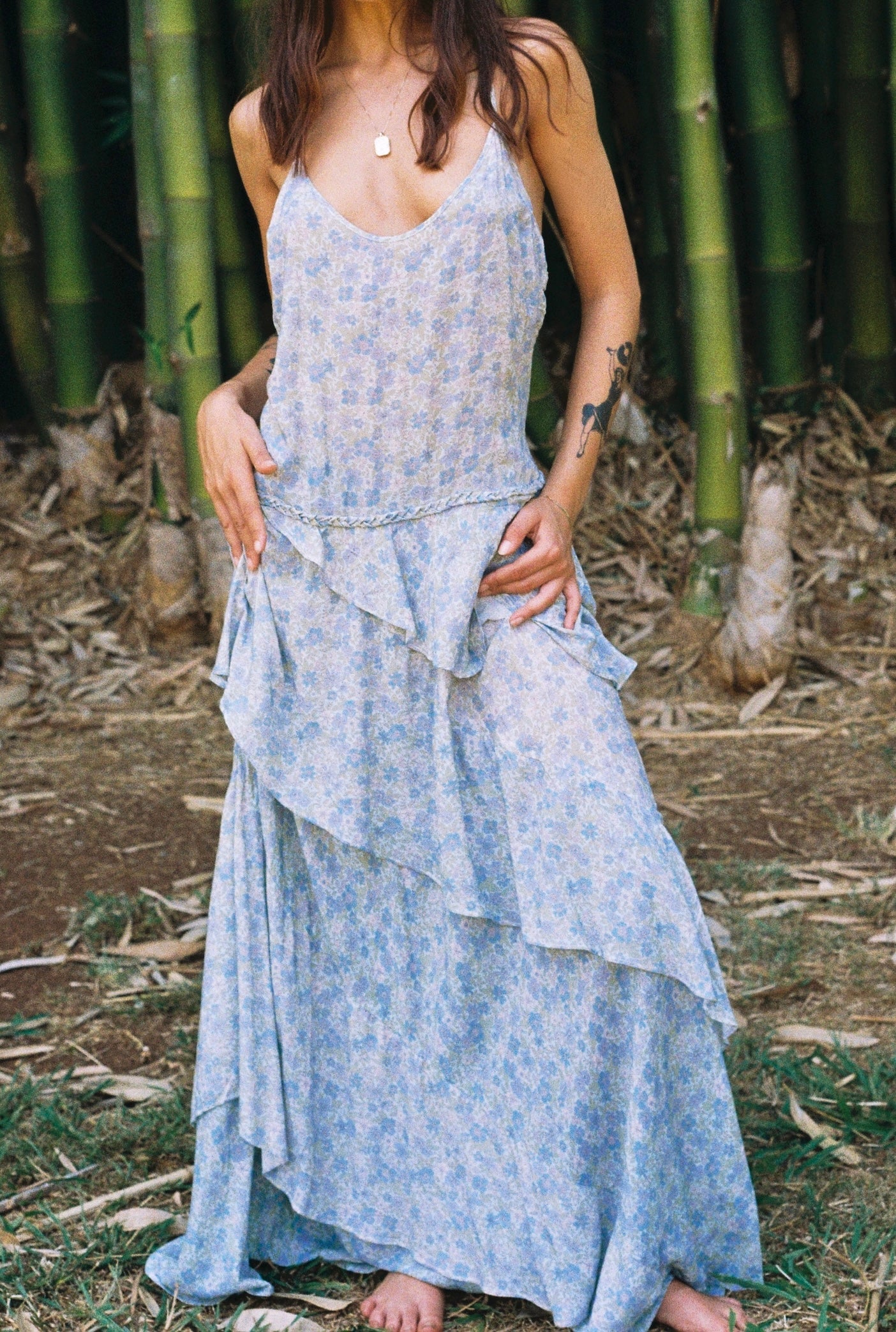 blue dress for baby girl Bohemian Rhapsody Dress ~ Lilac Floral  Golden Brown The Label