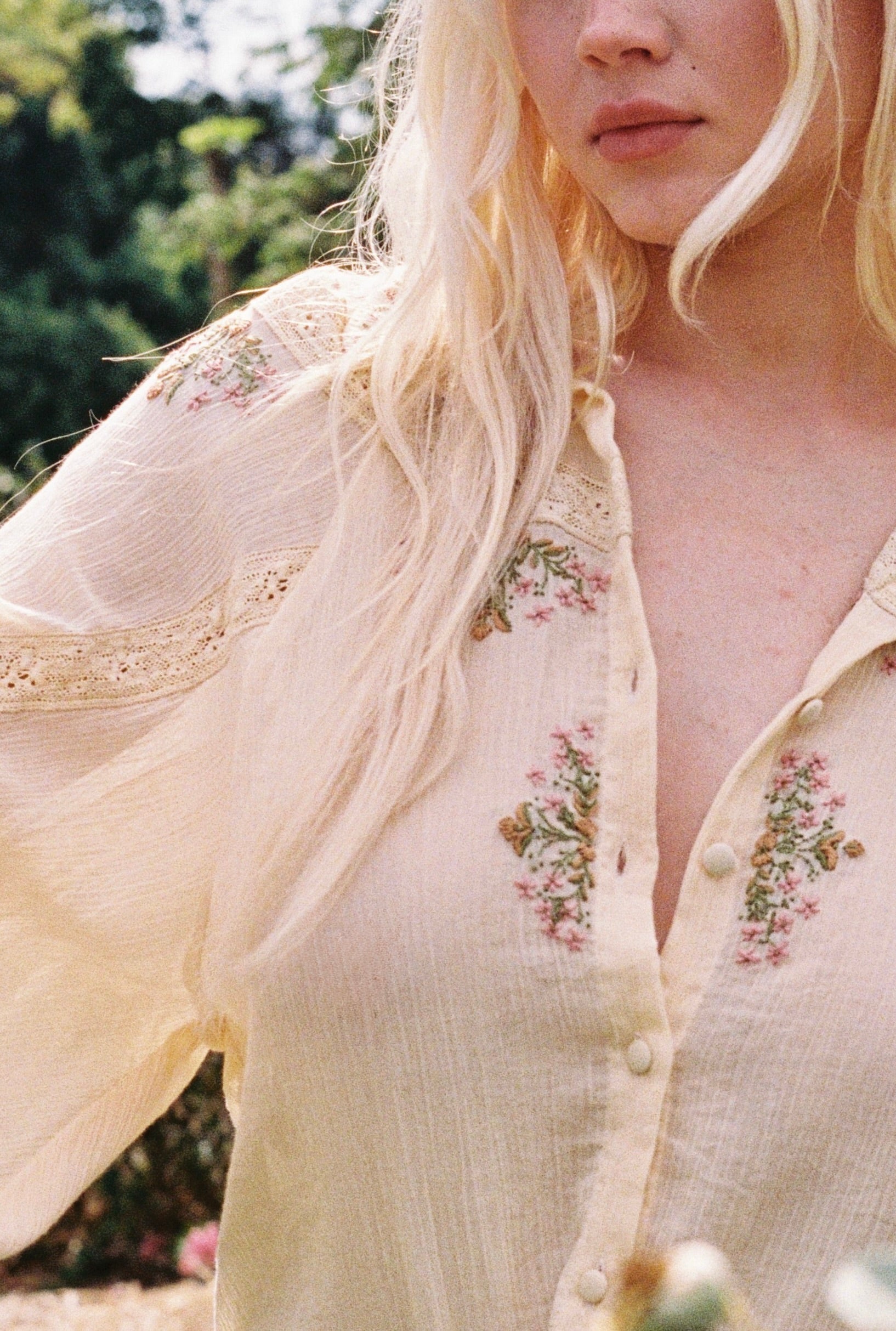 Gathering Of Flowers Blouse ~ Apricot – Golden Brown The Label