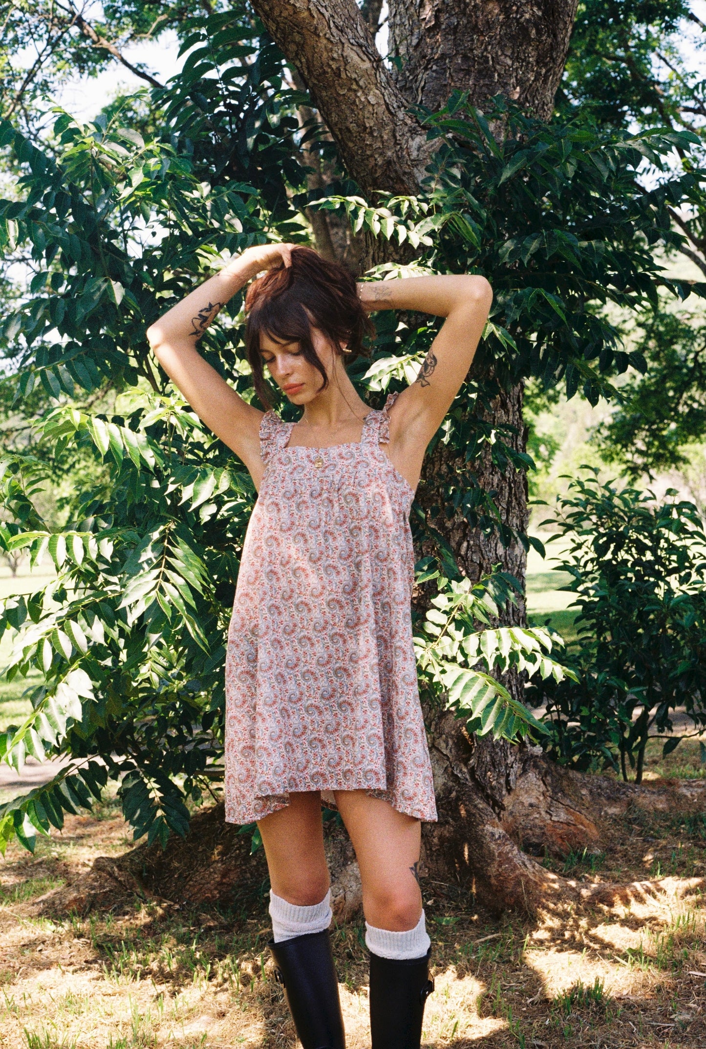 jane birkin pink dress Birkin Babydoll Dress Golden Brown The Label