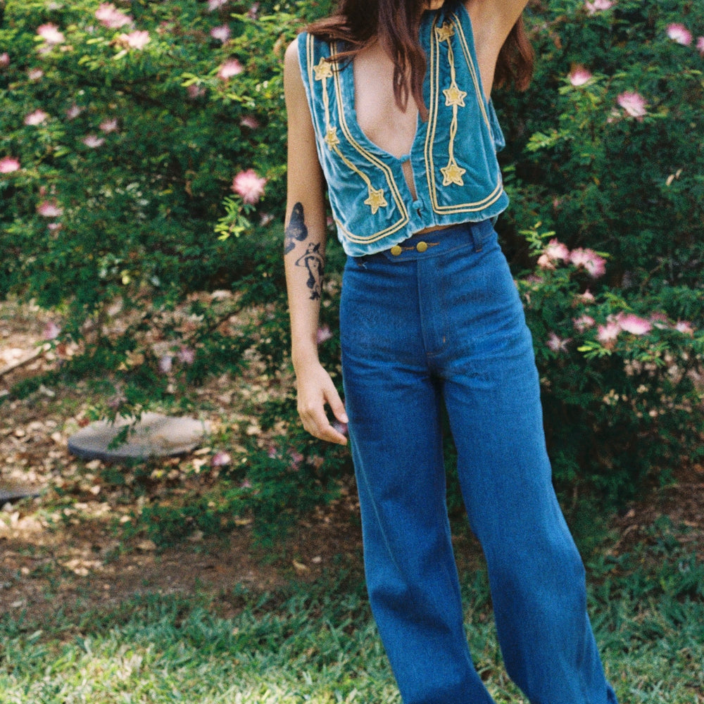 Lone Star Velvet Vest ~ Teal