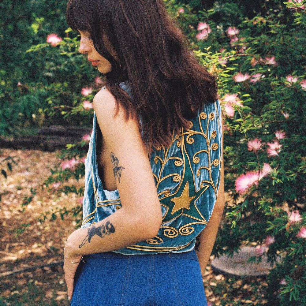 Lone Star Velvet Vest ~ Teal