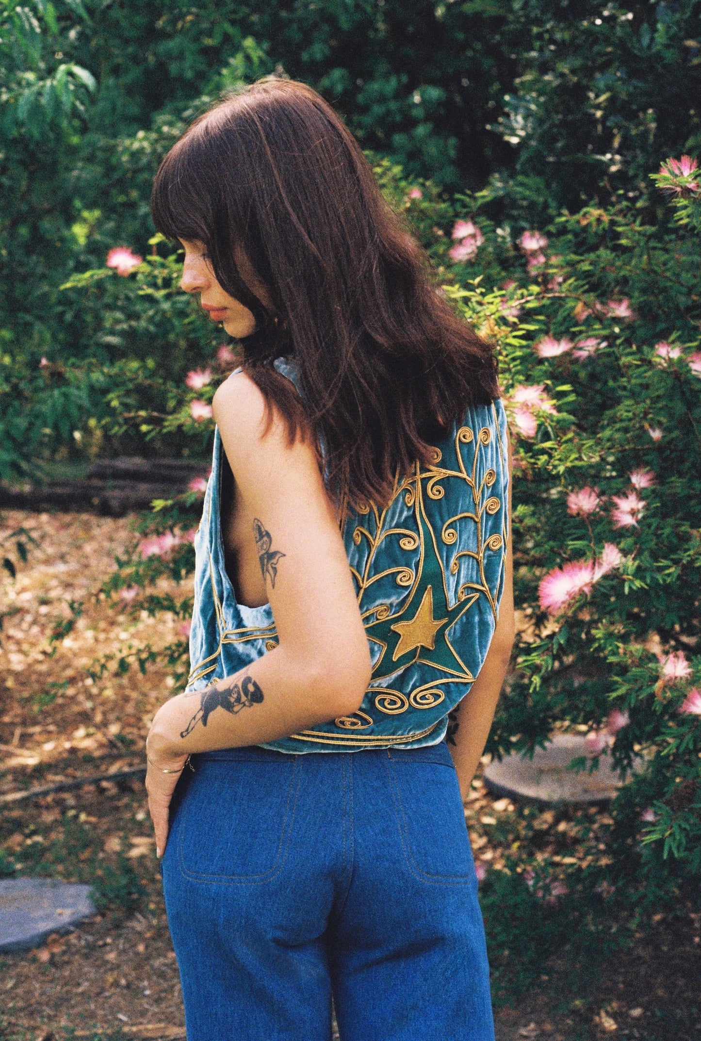 Lone Star Velvet Vest ~ Teal