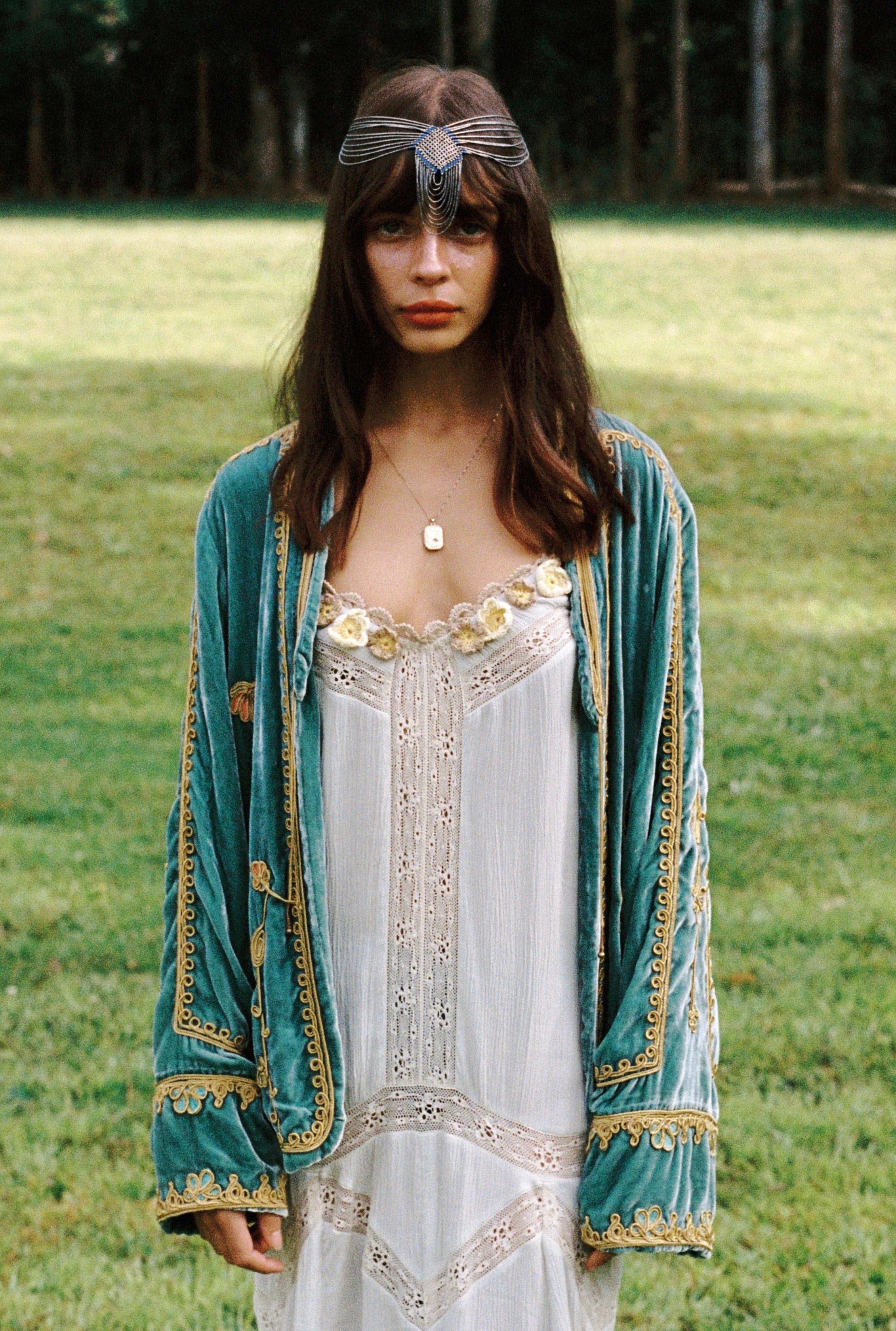 Midnight in the Garden Jacket ~ Teal – Golden Brown The Label