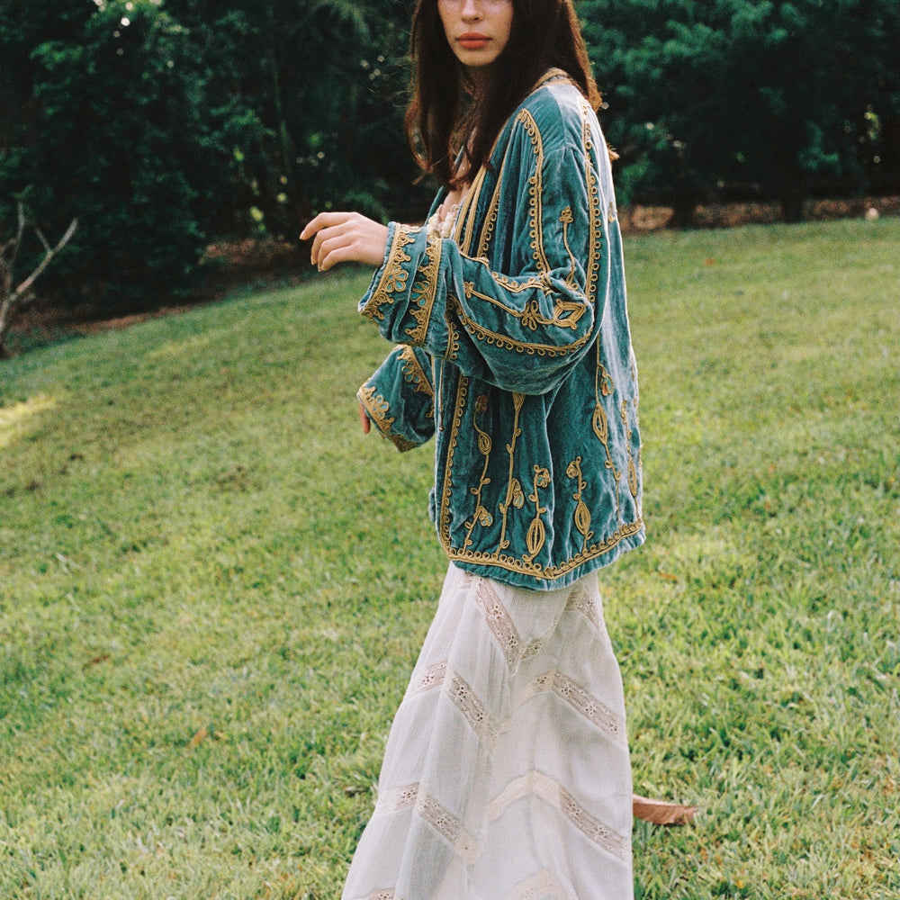 
                  
                    Midnight in the Garden Jacket ~ Teal
                  
                