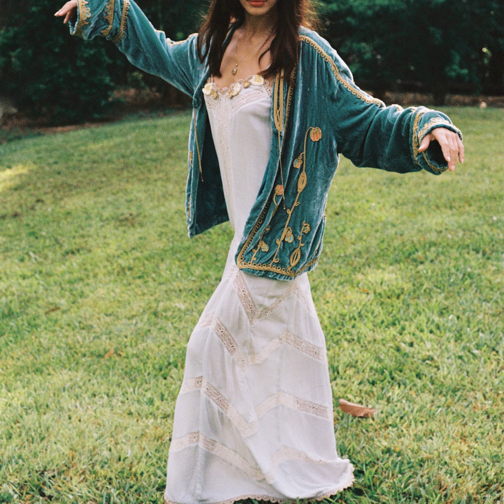 
                  
                    Midnight in the Garden Jacket ~ Teal
                  
                