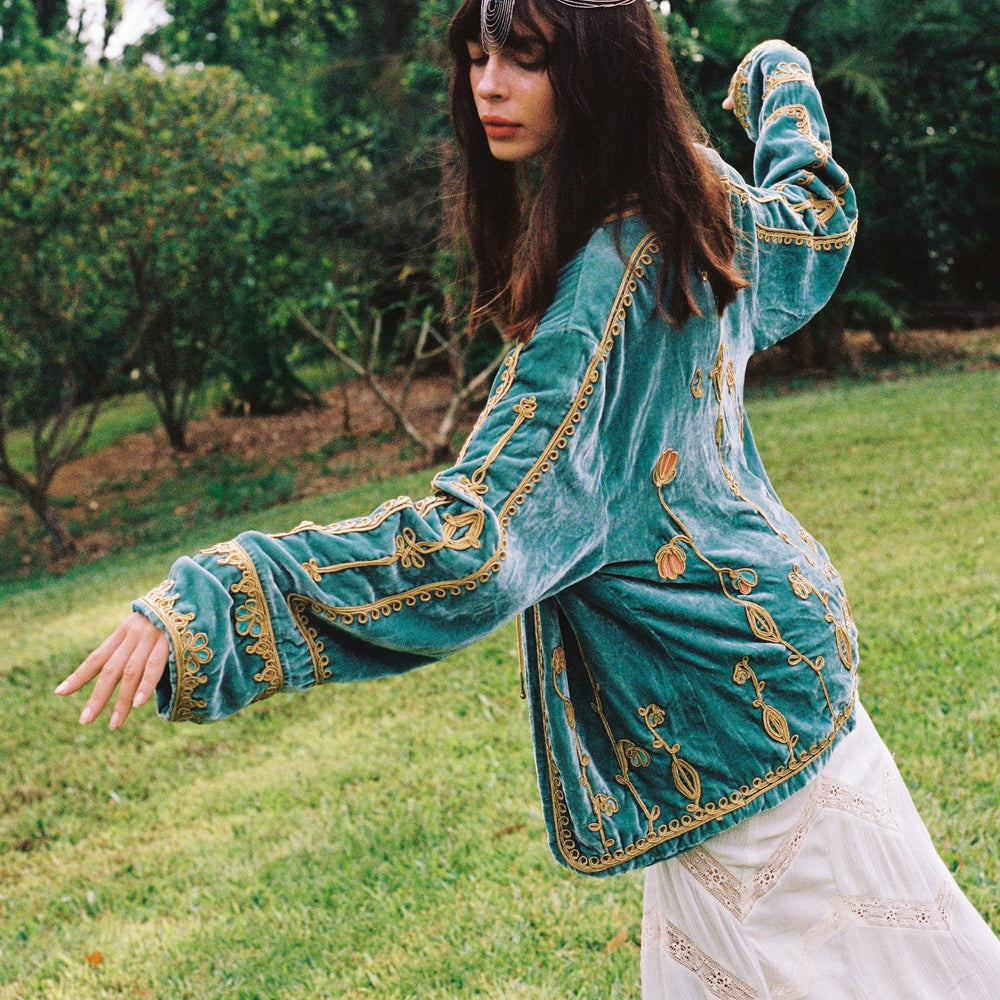 
                  
                    Midnight in the Garden Jacket ~ Teal
                  
                