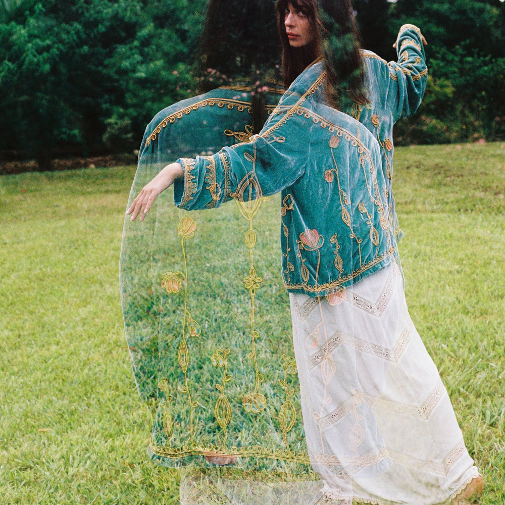 
                  
                    Midnight in the Garden Jacket ~ Teal
                  
                