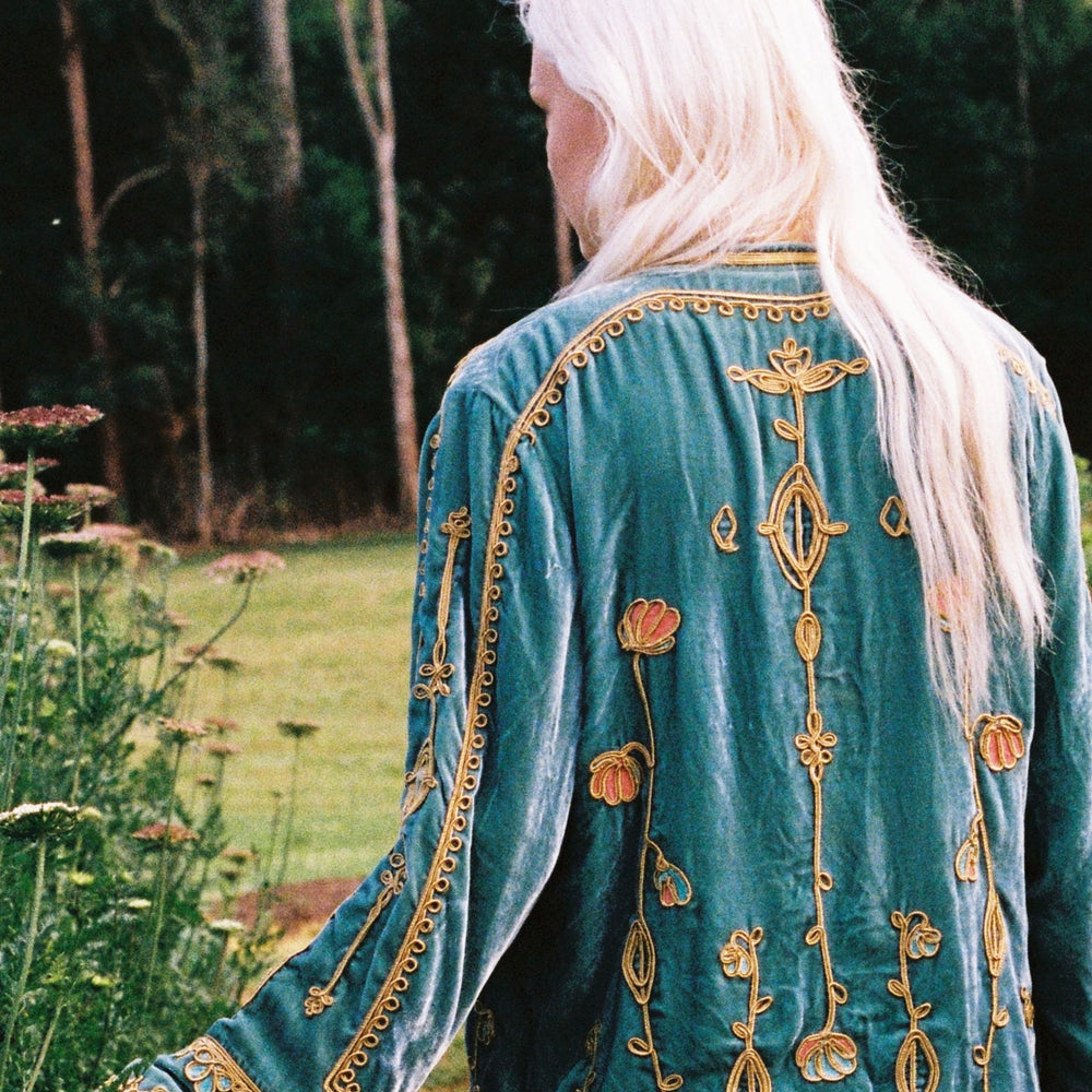
                  
                    Midnight in the Garden Jacket ~ Teal
                  
                