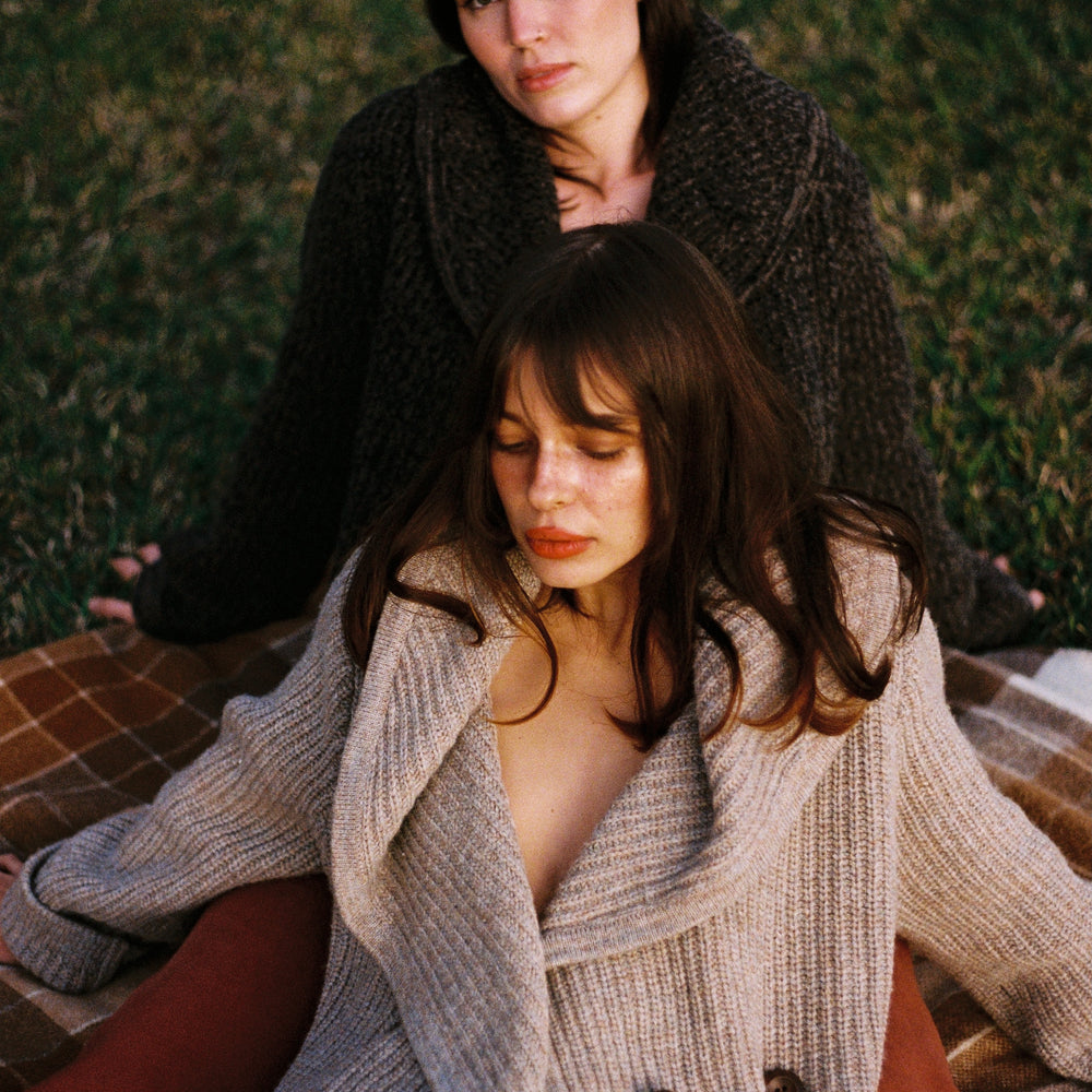 
                  
                    The Village Cardigan ~ Sand Marle
                  
                
