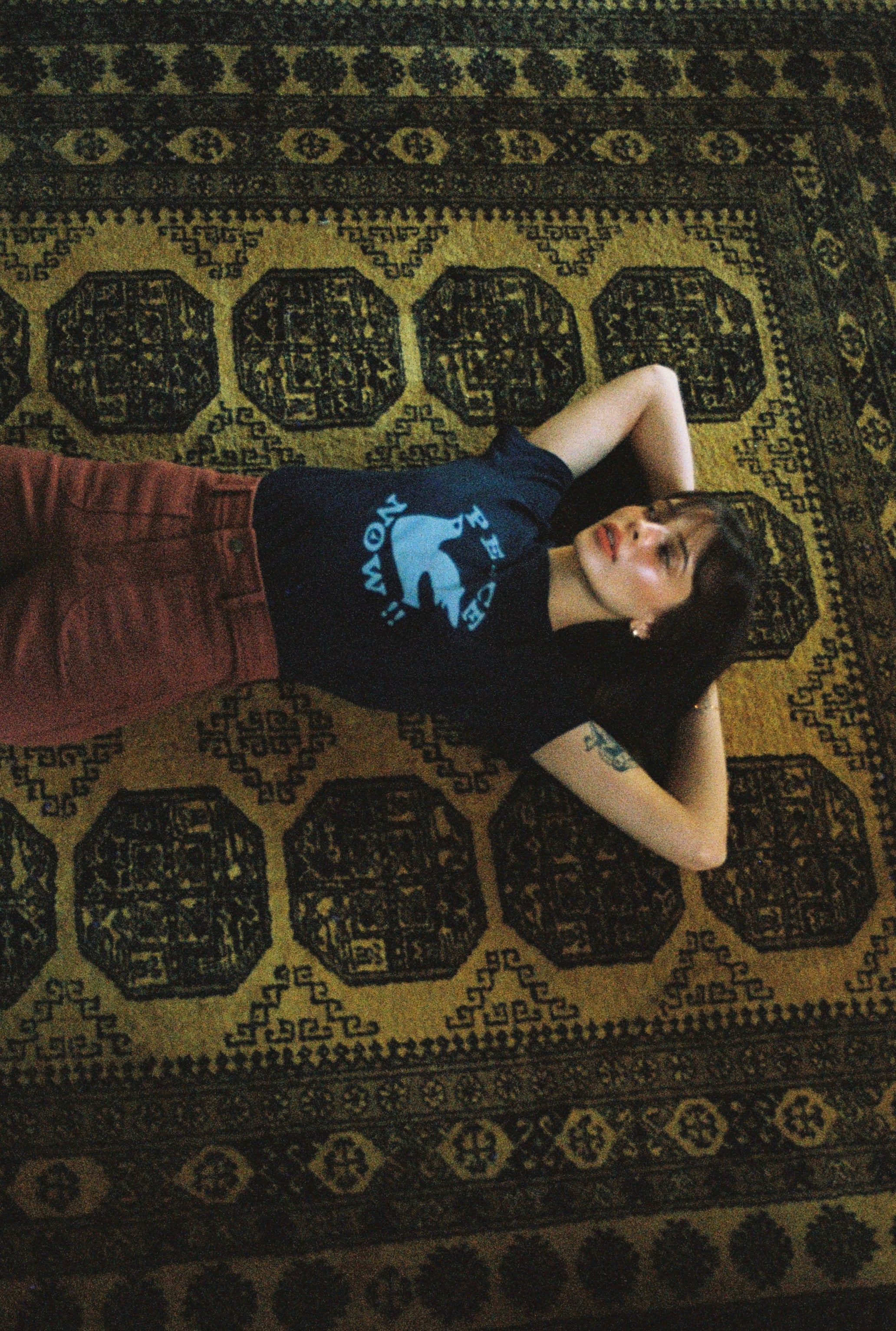 Peace Now Tee (organic cotton) ~ Navy – Golden Brown The Label