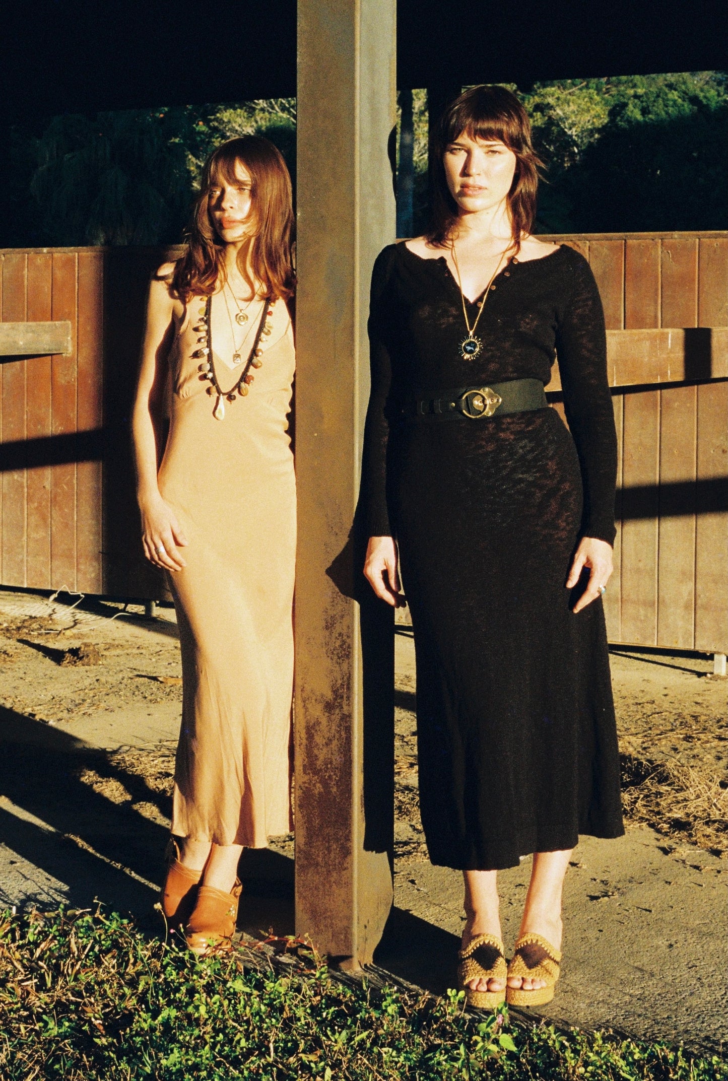 golden brown the label dress Redwood Dress ~ Charcoal Golden Brown The Label