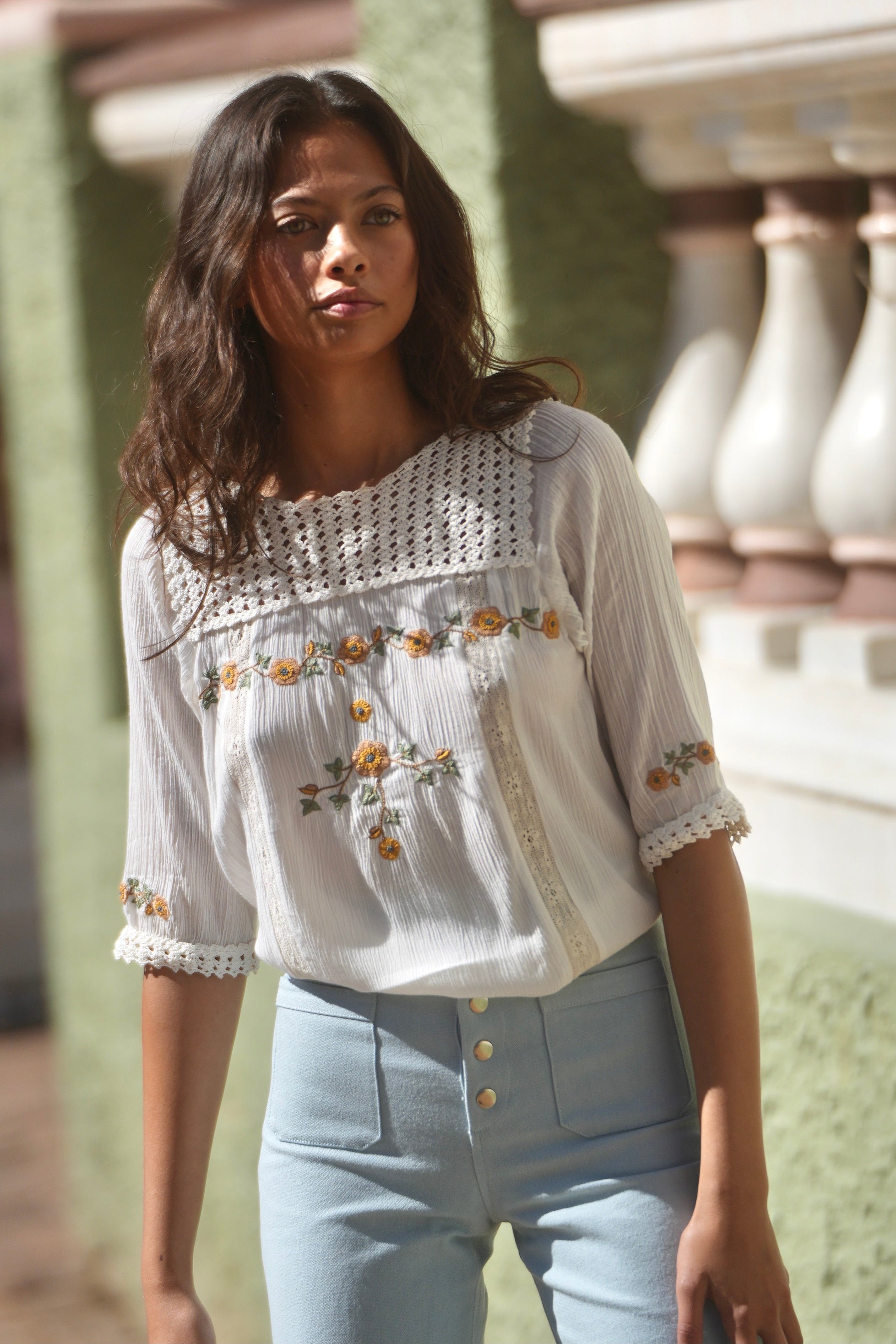 Hinterland Blouse ~ Black Eyed Susan – Golden Brown The Label