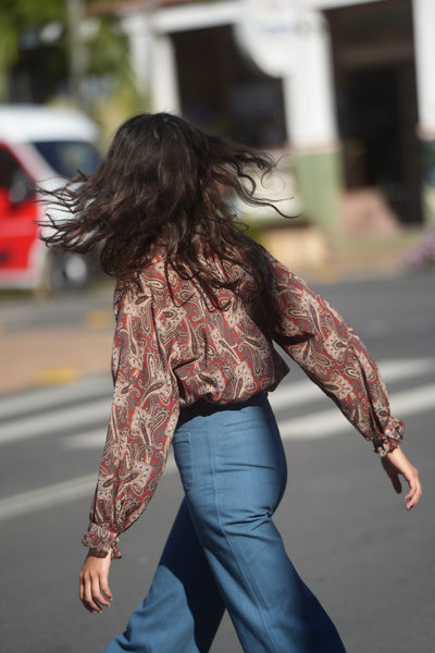 Rolling Stone Blouse ~ Red Paisley