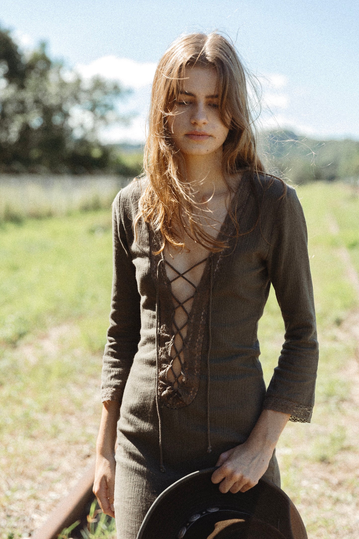 Redwood Dress ~ Charcoal Golden Brown The Label Redwood Dress ~ Charcoal Golden Brown The Label