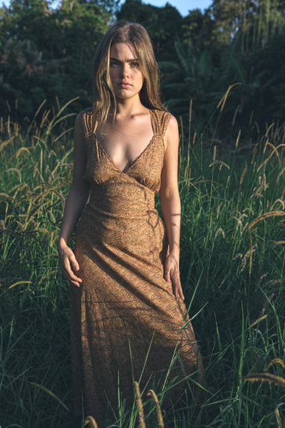 Redwood Dress ~ Oat – Golden Brown The Label