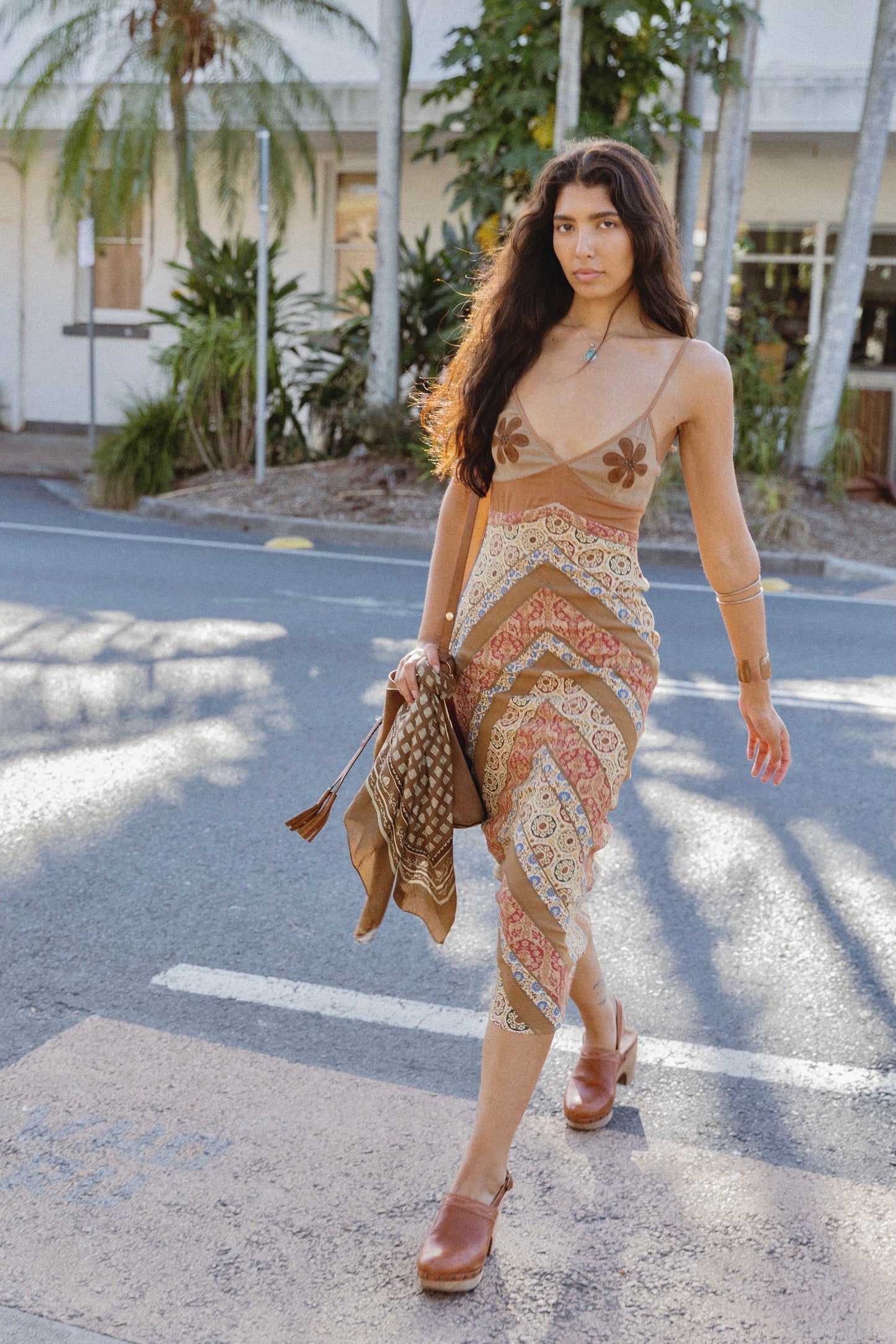 Planet Caravan Dress ~ Delusion Golden Brown The Label Planet Caravan Dress ~ Delusion Golden Brown The Label