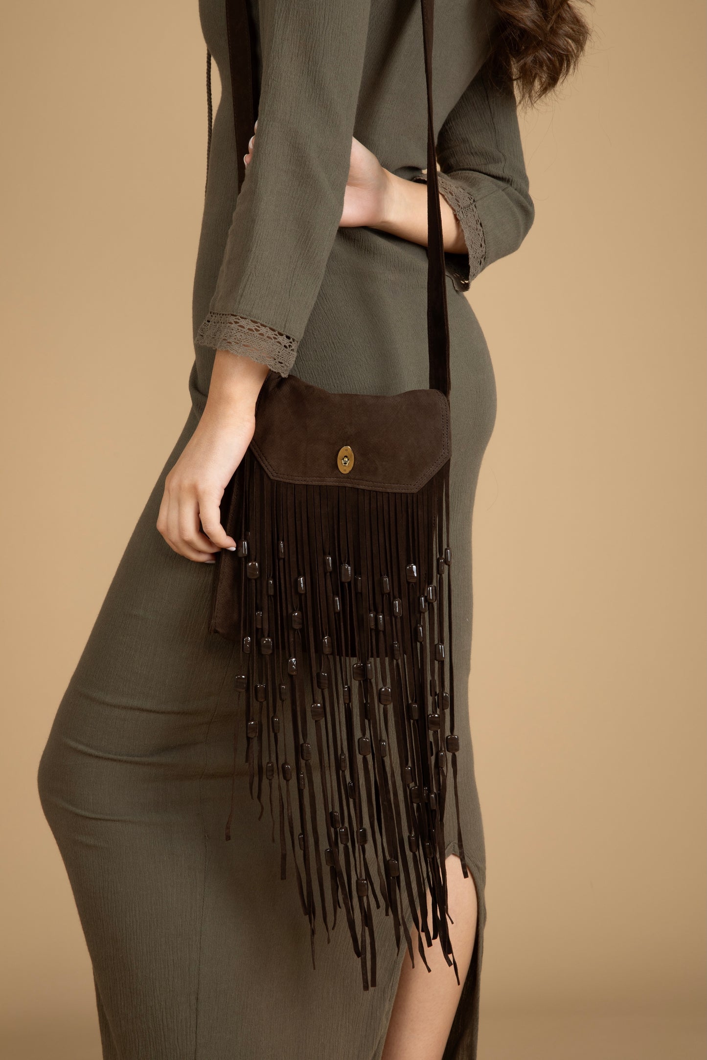 Redwood Dress ~ Charcoal Golden Brown The Label Redwood Dress ~ Charcoal Golden Brown The Label