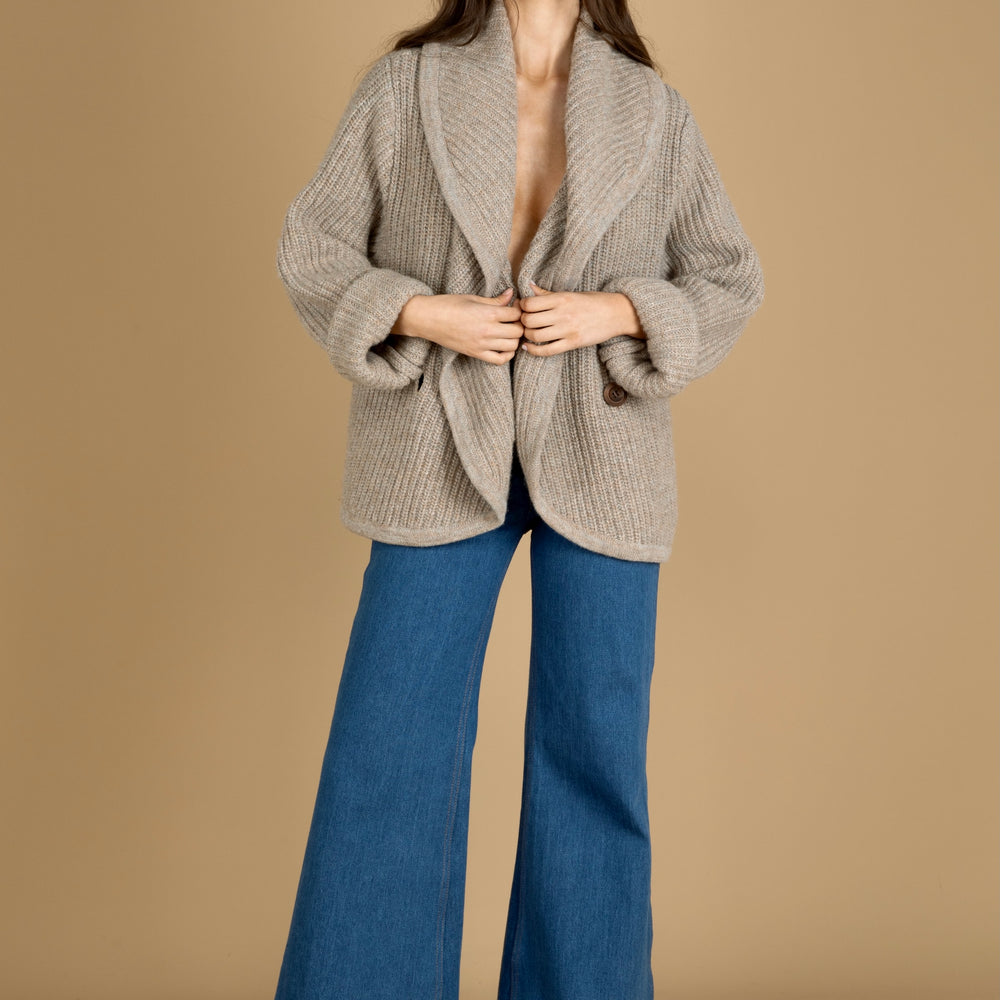 
                  
                    The Village Cardigan ~ Sand Marle
                  
                