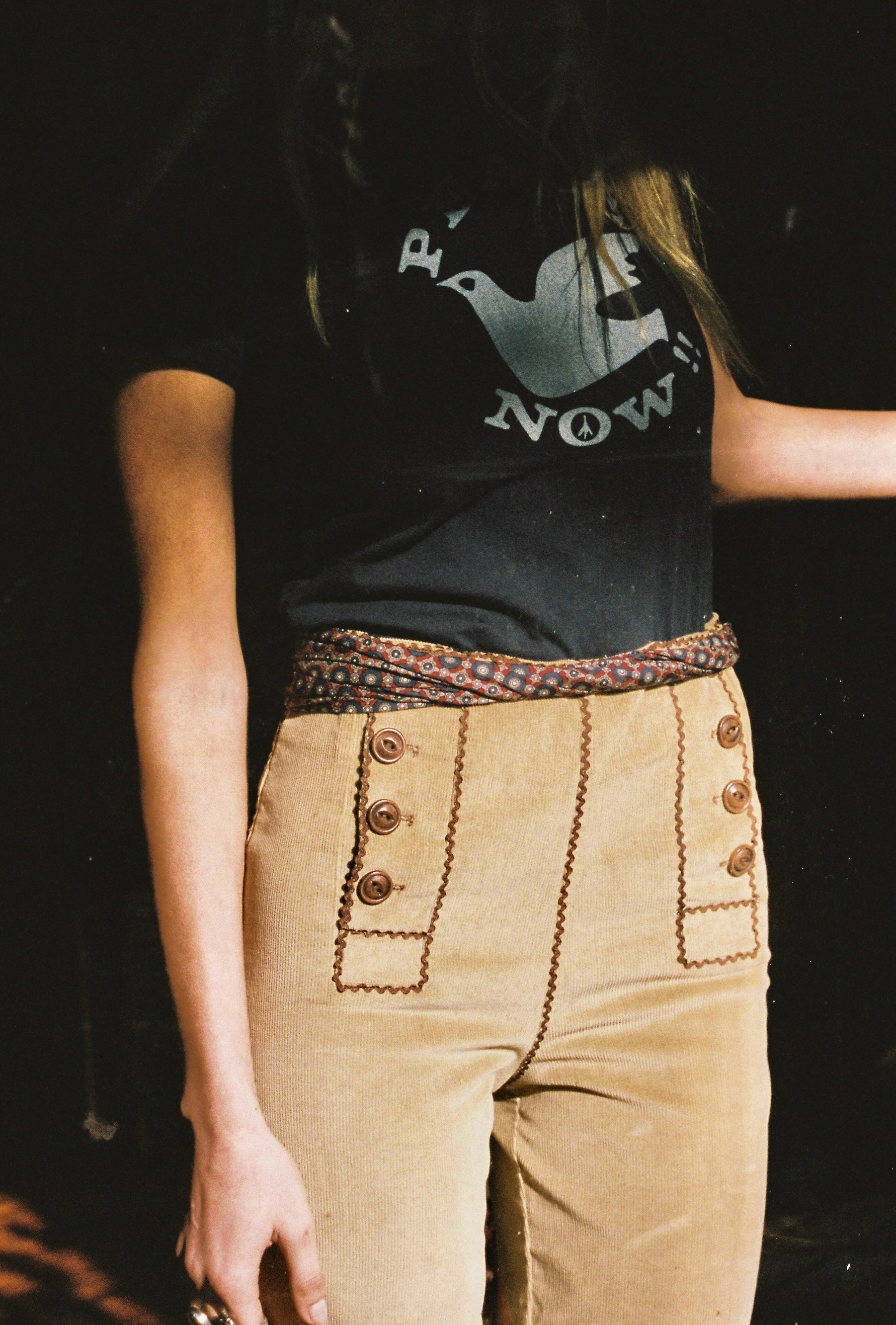 Peace Now Tee (organic cotton) ~ Navy – Golden Brown The Label
