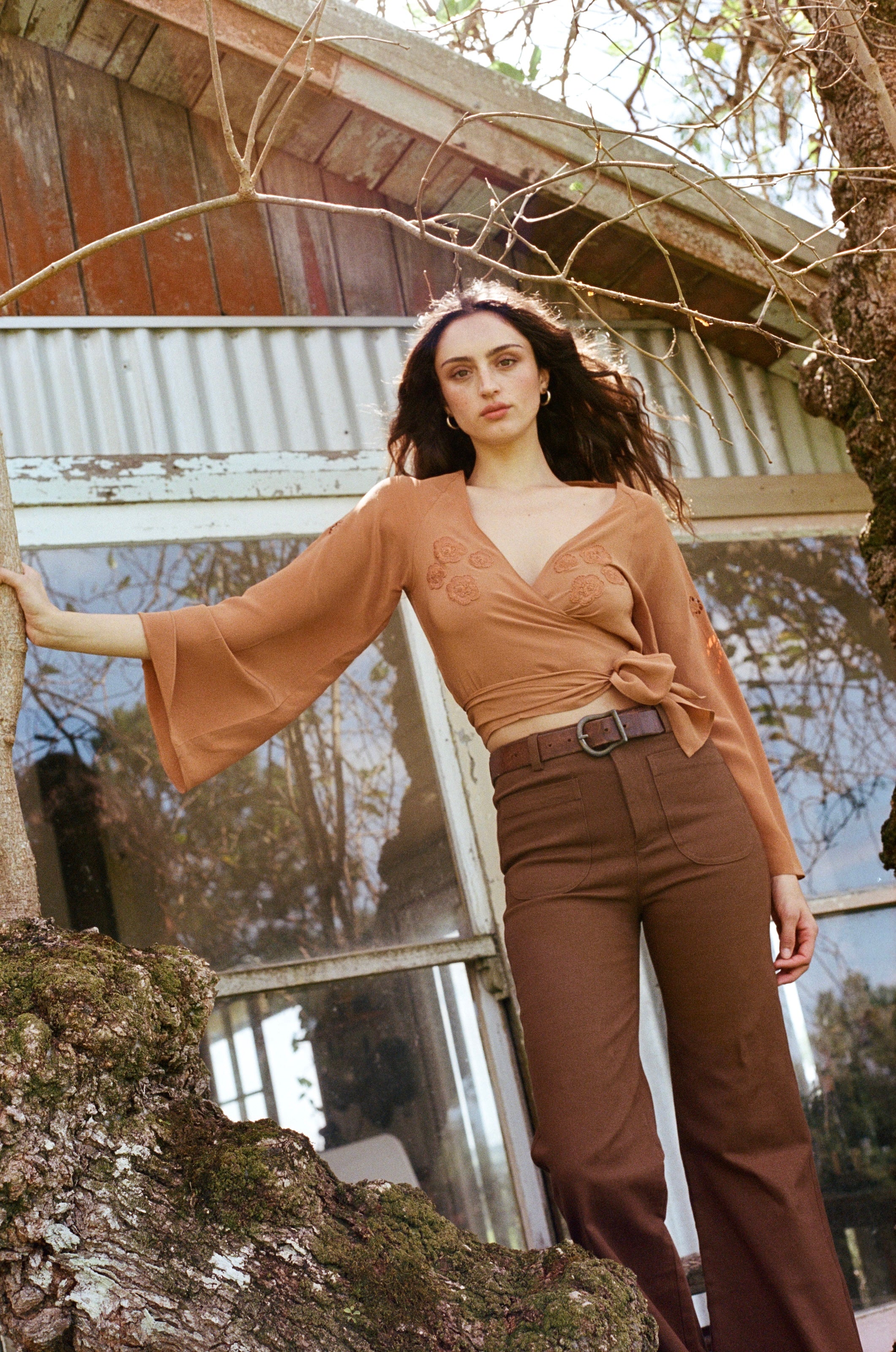 Mustang Silk Blouse ~ Whiskey – Golden Brown The Label