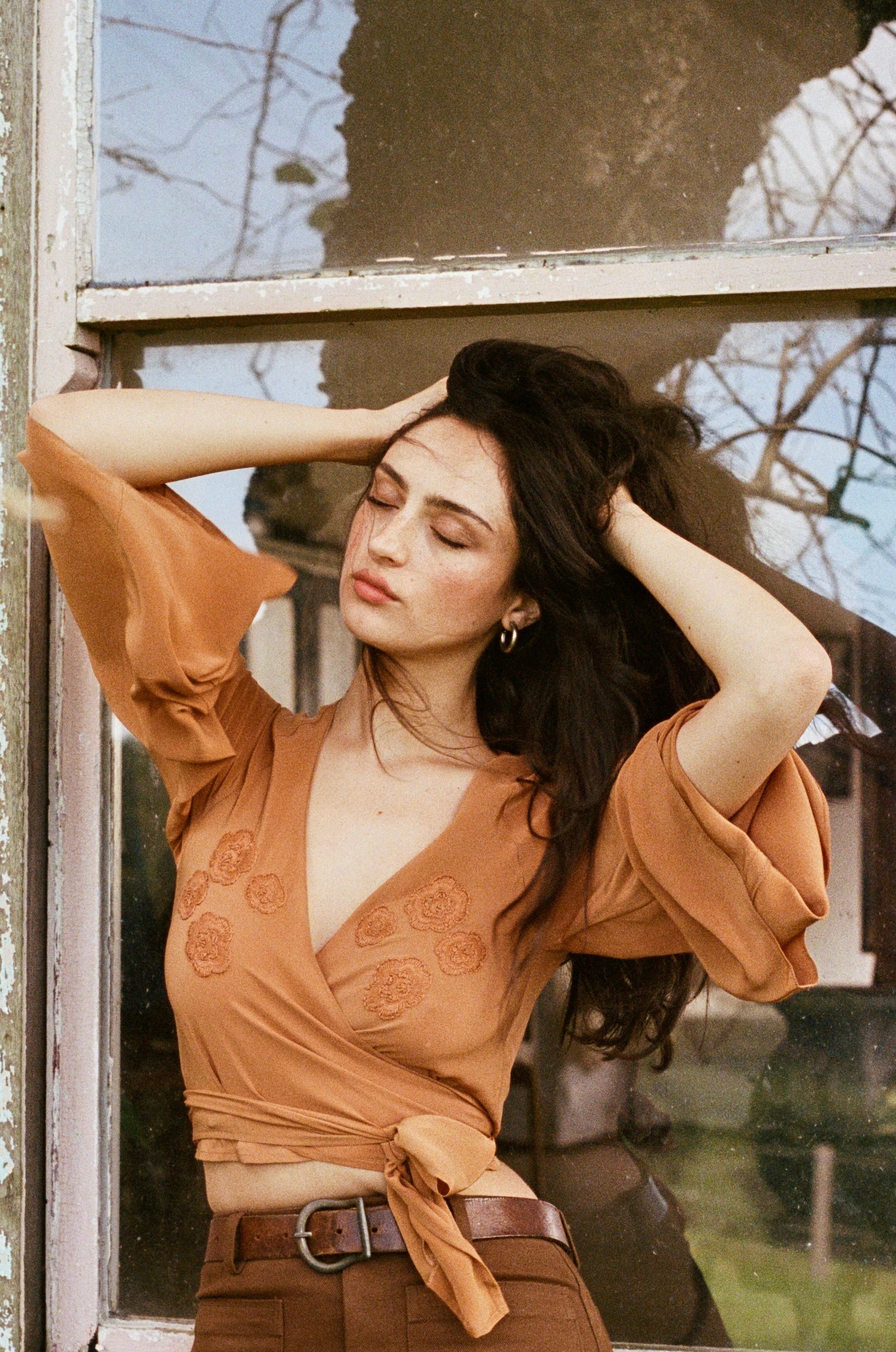 Mustang Silk Blouse ~ Whiskey – Golden Brown The Label