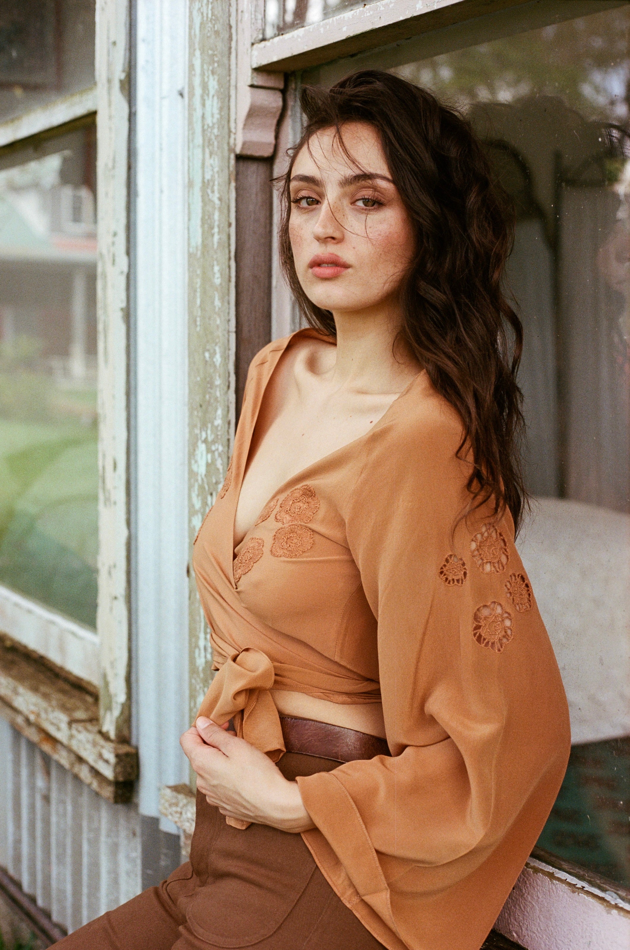 Mustang Silk Blouse ~ Whiskey – Golden Brown The Label
